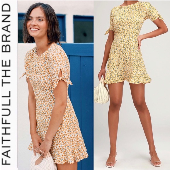 Faithfull the Brand Dresses & Skirts - 🆕 Faithfull The Brand Yellow Floral Mini Dress
